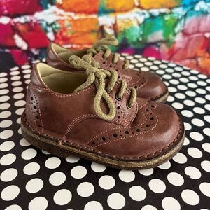 Eureka Brown Saddle Shoes Lace Up Leather Size 19 US Size 3